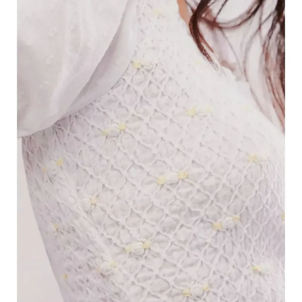 Free People Cecilia Cotton Rosette Top White Size Medium